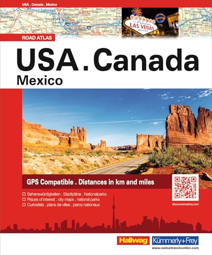 Hallwag Strassenatlas USA, Canada, Mexico: USA, Kanada, Mexico in übersichtlichen Karten mit Spiralbindung, Ortsverzeichnis, 4WD Tracks und Reiseinformationen. GPS tauglich (Hallwag Atlas)