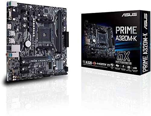 ASUS MB Prime A320M-K AMD A320 Socket AM4 Micro ATX Motherboard (DDR4-SDRAM, DIMM, 2133, 2400, 2666, 2933, 3200 MHz, Dual, 32 GB, AMD)