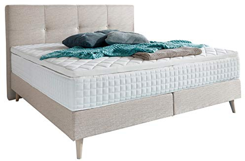 Atlantic Home Collection Boxspringbett FRANKA, 140x200 cm, inklusive Topper (Härtegrad H2), creme