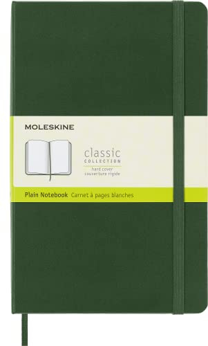 Moleskine - Klassisches Blanko Notizbuch - Hardcover mit Elastischem Verschlussband - Farbe Myrte Grün - Größe A5 13 x 21 - 240 Seiten