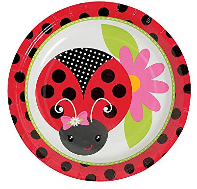 Fun Express - Little Ladybug Dessert Plates for Birthday - Party Supplies - Print Tableware - Print Plates & Bowls - Birthday - 8 Pieces