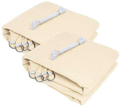 EUGAD 2X Sonnensegel Rechteck 2x3m Sonnenschutz UV Schutz für Garten Balkon Terrasse Sonnendach HDPE atmungsaktiv Creme