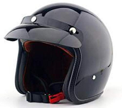 Versilberter New Vintage Retro Motorradhelm Jethelm Motorradhelm, schwarz glänzend 207_XL