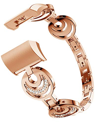 BrilliStar Watch Strap for Fitbit Charge3, Men's Stainless Steel Replacement Strap Compatible with Fitbit Charge 3 Sports Watch Strap (Rose Gold)