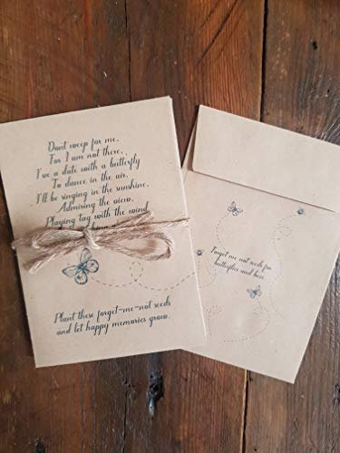 25 Unfilled Forget-Me-Not Seed Packet Funeral Favour Envelopes for You to Fill with Forget-Me-Not Seeds - The Perfect Funeral Favour containing a Beautiful and Touching Poem.