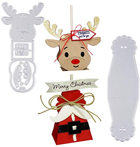 UFLF 2 Stück Stanzschablonen Weihnachten Geschenkbox Stanze Box Metall Prägeschablonen Stanzformen Cutting Dies für DIY Scrapbooking Karten Handwerk Geschenk Homedeko