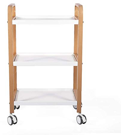 GJSN Trolley Recycling Fahrzeuge Multifunktions Tragbar, 3-Stufiger Beauty Shop Spa Aufbewahrungswagen Mit Bremsen, Professioneller Friseursalon Zahnarzt Utility Rollwagen, Holz- Und Metallrahmen Uti