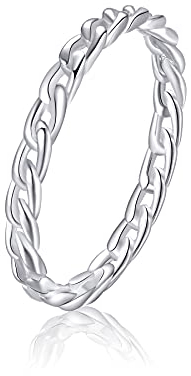 SILBERTALE Ring Silber 925 Silber Ring Damen Knuckle Geflochten Twisted Knoten Pinky Ring Frauen Ewigkeit Schmuck Größe 49