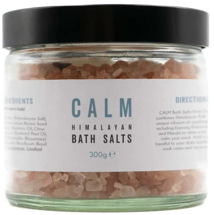 Grass & Co. CALM 300g Himalayan Bath Salts in Glass Jar with Lemon, Rosemary and Basil