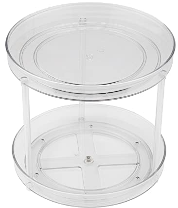 Turntable Organizer,2 Tier Lazy-Susan Cupboard Organiser,Turntable Spice Rack for Kitchen Cabinet,Lazy Susan Turntable Condiment Holder for Pantry,Kitchen,Spices,Dresser,Living Room,Bathroom