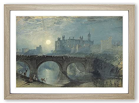 Big Box Art Alnwick Castle by Joseph Mallord William Turner Framed Wall Art Picture Print Ready to Hang, Oak A2 (62 x 45 cm)