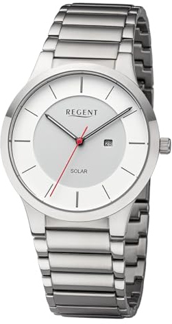 Solaruhr Herren Metallband Ø39mm Regent BA-725 weiß