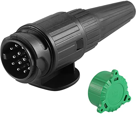 SPARKMOTO Enchufe de Remolque 13 Pines, 12V Impermeable Enchufe de Remolque 13 Pines Macho,Conector Enchufe de Remolque 13 Polos para caravanas,Coche,portabicicletas,con Tapa de Enchufe de Remolque