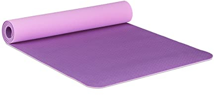 Relaxdays Yogamatte, 5 mm dünn, Gymnastikmatte 60x180 cm, für Pilates, Fitness, rutschfest, mit Tragegurt, lila/rosa