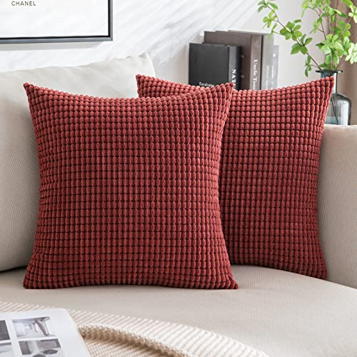 MIULEE 2er Set Kissenbezug Kordsamt Dekokissen Kissenbezüge Sofakissen Dekorativ Zierkissen Couchkissen Kissenhülle Kissen für Wohnzimmer Schlafzimmer 50x50 cm Weinrot