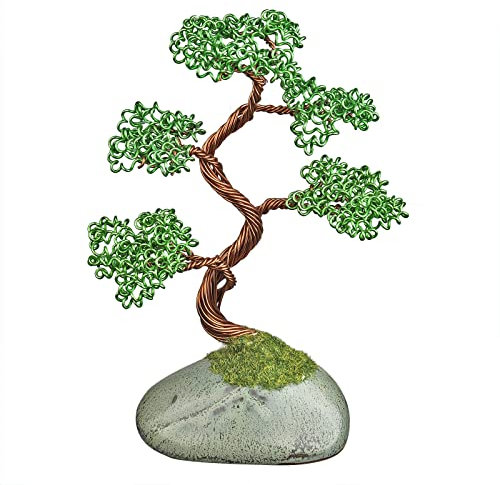 rockcloud Bonsai-Baum aus Aluminiumdraht mit Keramik-Basis, künstlicher Geldbaum für Feng Shui Büro Heimdekoration, 7,4 cm
