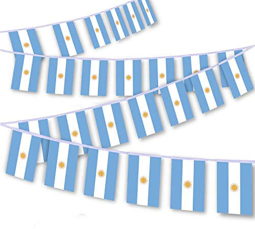 Argentinien-Flaggenschnur, 90 m, argentinische Wimpelkette, Dekorationsbanner für den Innen- und Außenbereich, Terrasse, Hof, Dekoration, 30 Stück