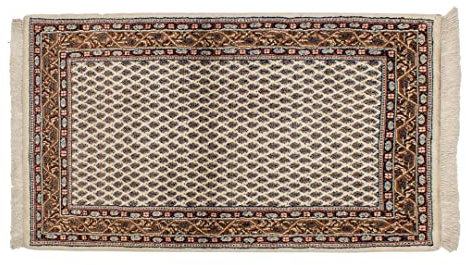 Lifetex.eu Teppich Brücke Mir mit Bordüre ca. 90 x 160 cm Braun handgeknüpft Schurwolle Klassisch hochwertiger Teppich