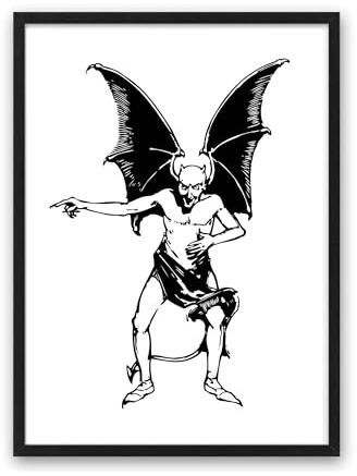 Din A4 Kunstdruck ohne Rahmen - Der Teufel - Satan 666 Abstrakt Gothic Okkult - Tuschezeichnung - Bild Poster Druck