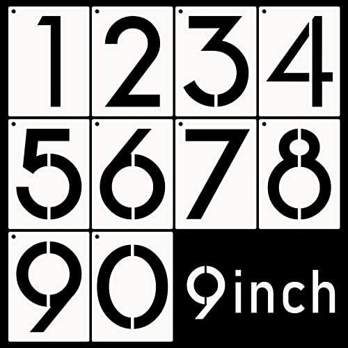 DXCYZ 22,9 cm große Zahlenschablonen-Set 0-9 Adressnummernschablonen, 10 Stück, wiederverwendbare Kunststoff-Malvorlagen für Briefkasten-Schilder, Tür, Autos, LKW, Zuhause, Fenster (22,9 cm hoch)