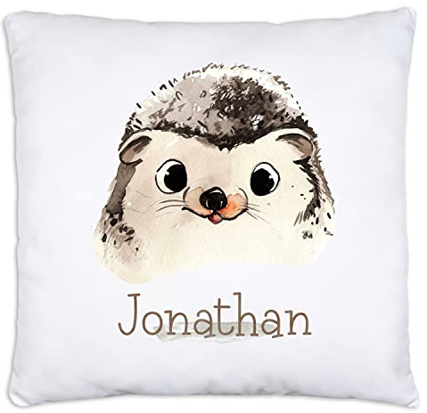timalo® Cooles Kissen mit Namen | personalisiertes Dekokissen mit Wunschname Kopfkissen Deko für Kinder individuelles Geschenk Namenskissen Igel | kissen-t-11