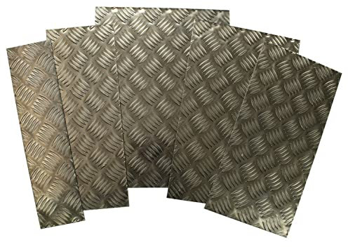 Aluminium Chequer Plate Tread Plate 5 Bar Guard Plate 1.5, 2.0 or 3.0 mm Thick (Plate Thickness : 2.0mm, Plate Size : 350 x 300mm)