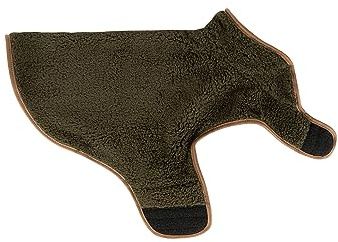 JACK PYKE Sherpa Fleece Dog Coat – Polyester Fleece, Dog Jumper for Medium Breeds, Faux Leather Piping, Adjustable Velcro – Perfect for Cold Weather & Outdoor Activities - Dark Olive