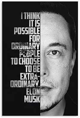 Elon Moschus inspirierende Zitate Poster Leinwanddruck 30,5 x 45,7 cm ungerahmt Wohnzimmer Schlafzimmer Büro Wandkunst Dekoration