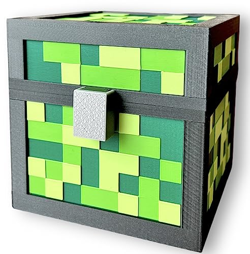 KAJAWIS Pixel Spardose für Kinder 3D Box Multicoloured PLA-Biokunststoff (Green, XL)