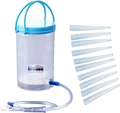 Kit Complet de Lavement Pour Nettoyage Du CôLon,MTSXDYT Kit Seau de Lavement 1200ml, Inclus Un Pack de 10 Tubes Intestinaux de 10cm,Kit Irrigateur RéUtilisable Pour Un Nettoyage HygiéNique Du CôLon