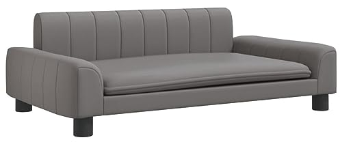 vidaXL Kindersofa, Couch für Kinder, Kindercouch mit runden Kanten, Kindersessel Minisofa Polstersofa Kindermöbel Sofa Kinderzimmer, Grau Kunstleder