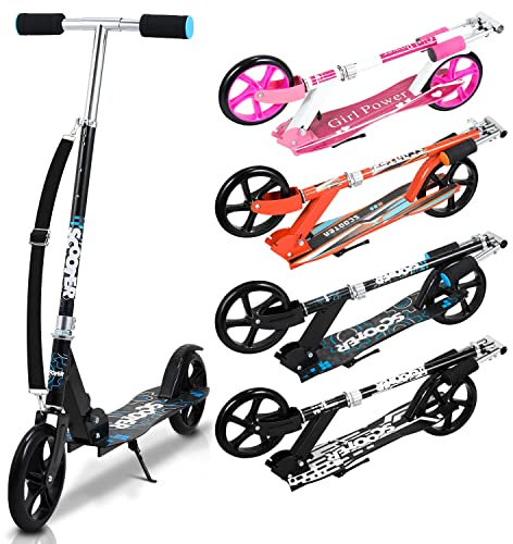 Yakimz Kinderscooter Faltbar Cityroller, höhenverstellbar Kinderroller für Kinder ab 5 Jahren geeignet, hinterradbremse Roller, rutschfeste und Stabil, max. 100 kg, Schwarz blau