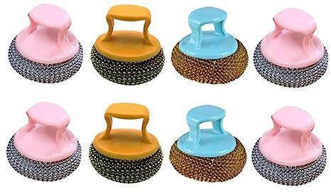 SOLUSTRE 8st Kugelbürste Reinigen Drahtkugel-geschirrwäscher Scheuerschwämme Für Die Küche Geschirrspüler Aus Edelstahl Scheuerschwämme Aus Wolldraht W?scher Plastik Topfbürste Handhaben