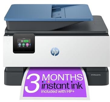 HP OfficeJet Pro 9125e All-in-One Printer | Colour | Printer for Small Office | Print, Scan, Copy, Fax, Automatic Document Feeder| 3 Months of Instant Ink | Easy Setup | Up To 3 Years Warranty