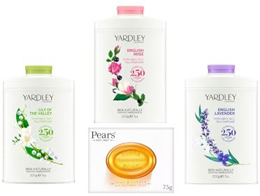 Yardley Perfumed Talcum Powder for Women - Pure & Gentle Soap, Luxurious Body Powder with English Rose, Lily of the Valley, English Lavender Scents - Naturally Ingredients