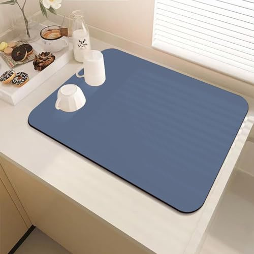 DUJUIKE Alfombrilla Escurreplatos, Escurreplatos de Mat, Almohadilla de Secado de Platos con Antideslizante,se Puede Utilizar en la Cocina, Beber Mascotas(lago azul,40 x 50cm)
