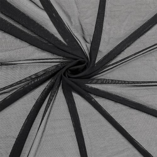 OLYCRAFT Tela de malla elástica negra de 4,6 m, tela de poliéster y elastano, malla de tul transparente, tela de encaje para envolver regalos, manualidades, manualidades, decoración de bodas y fiestas