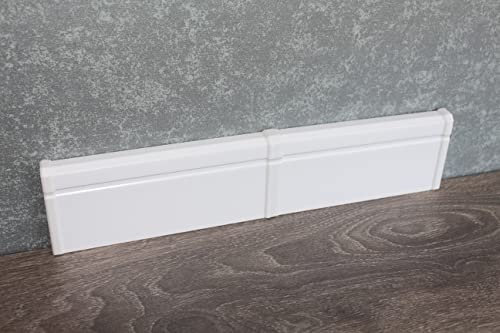 Sockelleisten Fußleiste Sockeleiste weiß 80mm aus hochfestem Kunststoff stoßfest (Endkappen (links+rechts))