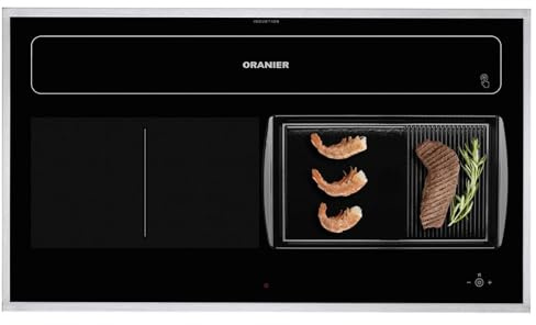Oranier Induktionskochfeld KFL 2092 - Flächen-Induktion 90 cm Abluft-Umluft Kochfeldabzug Grillplatte halb-gerillt & Edelstahl Kochfeldrahmen