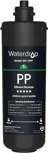 Waterdrop WD-10PP Filtro Acqua Sottolavello, Ricambio per Waterdrop TSA & TSB 3 Stadi Depuratore Acqua Domestico per Sotto Bancone