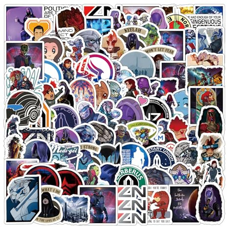 130 Stück Mass Effect Aufkleber Spiel Ästhetisch Wasserdicht Vinyl Aufkleber für Wasserflasche Laptop Handy Scrapbooking Journaling Geschenke für Erwachsene Teenager Kinder als Partyzubehör