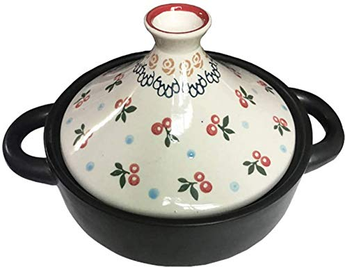 DDKYHU Pot à tajine de 20 cm, fabriqué à la Main et Peint à la Main, ustensiles de Cuisine en céramique, cocotte à ragoût sans Plomb, mijoteuse 1,5 L, A
