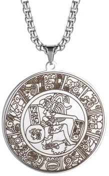 LHJHZDJC Halskette Mode Anhänger Halskette Talisman Box Kette Vintage Schmuck Maya Kreis Mexikanische Hieroglyphe Inspiration Geschenk