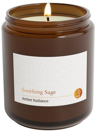 Soothing Sage Amber Radiance Scented Candle (Rose) | Premium Essential Oils | Natural Soy Wax Candles | 40 Hours Burn time | 200g | Gift for Women | Calming, Soothing, Relaxing