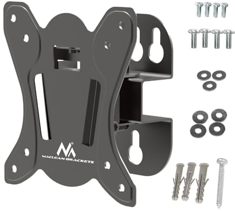 Maclean MC-415 Soporte para TV o Monitor, Soporte de Pared para Pantallas de 13-32, Rotación e Inclinación Ajustable, máx. VESA 100x100, Carga máx. 30kg, Color Negro