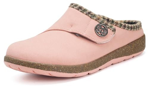 Intini Sabots d'hiver Femme Fourrées Chaussons Homme Chaud Maison Pantoufles Outdoor Chaussures pour Jardin Antidérapant Confortables Rose 38