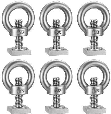 6 STK M8-30mm T-Nut Adapter, T-Nutensteine Dachträger Dachbox, Edelstahl T-Nut Nutsteine Set mit Osenmutter und Unterlegscheiben Kompatibel mit Thule Dachträger Relingträger Dachbox, M8-Ringmutter