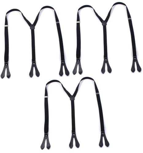 PACKOVE 3pcs Elastic Suspenders for Men Button Closure Adjustable Unisex Suspenders Classic Y Shape Design for Trousers and Jeans
