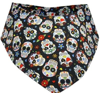 Hundehalstuch mit Klettverschluss skull/Totenköpfe 40-45 cm Halsumfang