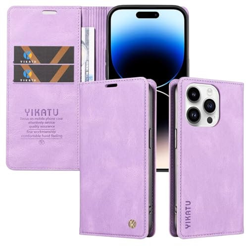 FERLAN Cover Custodia per iPhone 14 Pro Max,Flip Wallet Case Custodia iPhone 14 Pro Max,Magnetica Portafoglio Protettiva in pelle - Viola